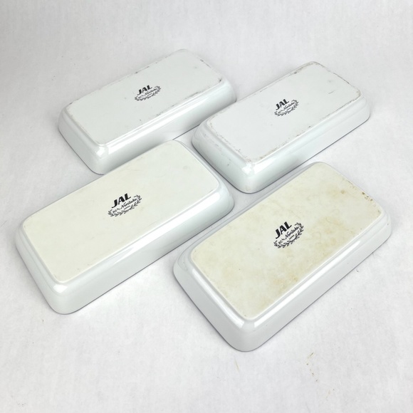 RARE Vintage JAL Japan Airlines Noritake Rectangular Snack Plates Cranes Set/4 - Picture 13 of 13